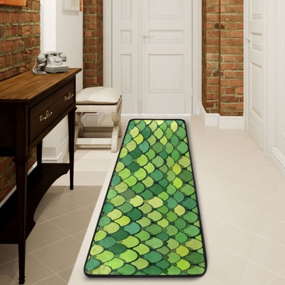 Ryvnso Green Scales Hallway Runner Rugs Floor Carpet Non Slip Entryway Mat 2' x 6'