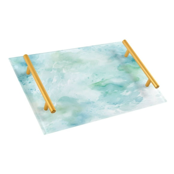 Ryvnso Green Tie-dye Marble Bathroom Tray Vanity Countertop Trays Acrylic Organizer