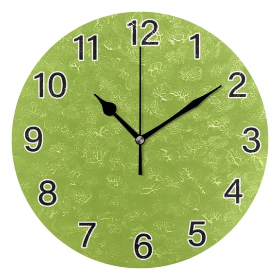 Ryvnso Green Wall Clock Non Ticking Silent Kitchen Clock Battery Operated Clocks 10 inch