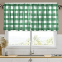 Ryvnso Green and White Checkered Pattern Curtains Sets Short Curtain Rod Pocket Half Window Cafe Farmhouse Tier 2 Panels 57"W x 24"L