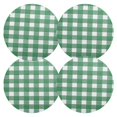 thumbnail image 1 of Ryvnso Green and White Checkered Pattern Round Plate Mats Dining Table Placemat Set of 4 for Holiday Decoration, 1 of 7