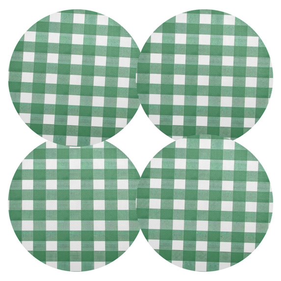 Ryvnso Green and White Checkered Pattern Round Plate Mats Dining Table Placemat Set of 4 for Holiday Decoration