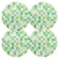 thumbnail image 1 of Ryvnso Green and White Geometric Lattice Round Plate Mats Dining Table Placemat Set of 4 for Holiday Decoration, 1 of 7