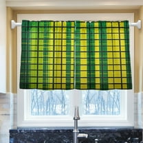 Ryvnso Green and Yellow Plaid Half Curtains Sets Tier 2 Panels Short Curtain Rod Pocket 27"W x 24"L