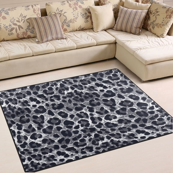 Ryvnso Grey Leopard Print Area Rug Floor Mats Non-Slip Home Carpet 63 x 48 inch