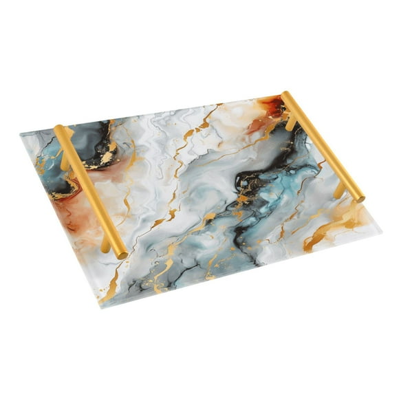 Ryvnso Grey Marble Bathroom Tray Vanity Countertop Trays Acrylic Organizer