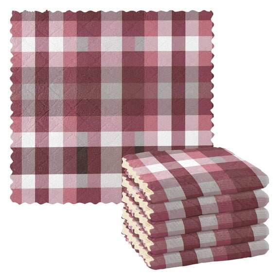 Ryvnso Grid Checkered Pattern Kitchen Towels Dish Clothes for Drying Dishes Cleaning Absorbent Set of 6