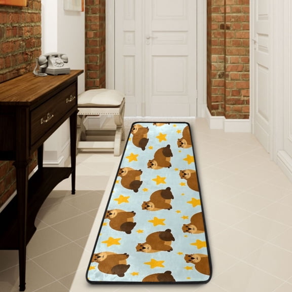 Ryvnso Groundhog Dog Stars Hallway Runner Rugs Floor Carpet Non Slip Entryway Mat 2' x 6'
