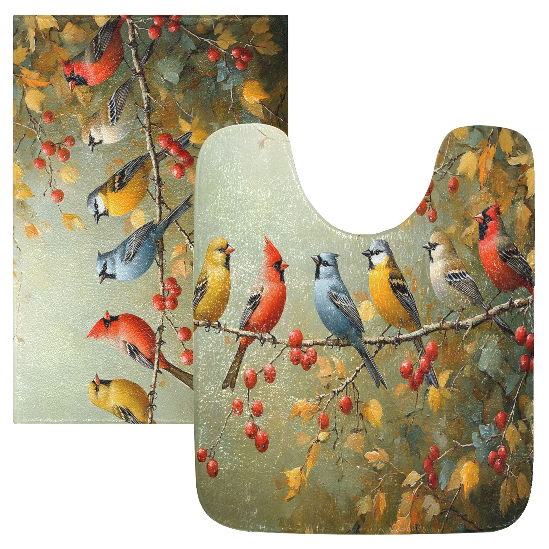 Ryvnso Group Of Birds Bathroom Shaggy Rugs Toilet Mat Soft Contour Rug ...