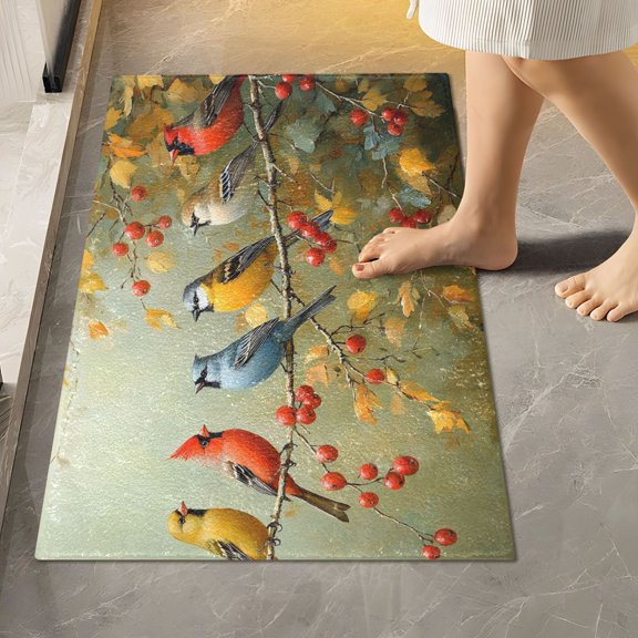 Ryvnso Group Of Birds Bathroom Shaggy Rugs Toilet Rectangle Mat Soft Contour Rug 24"x16"