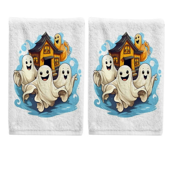 Ryvnso Halloween Cute Ghosts Hand Towels Set for Bathroom Cotton Face Towel Decorative 15.5x29.5 inch