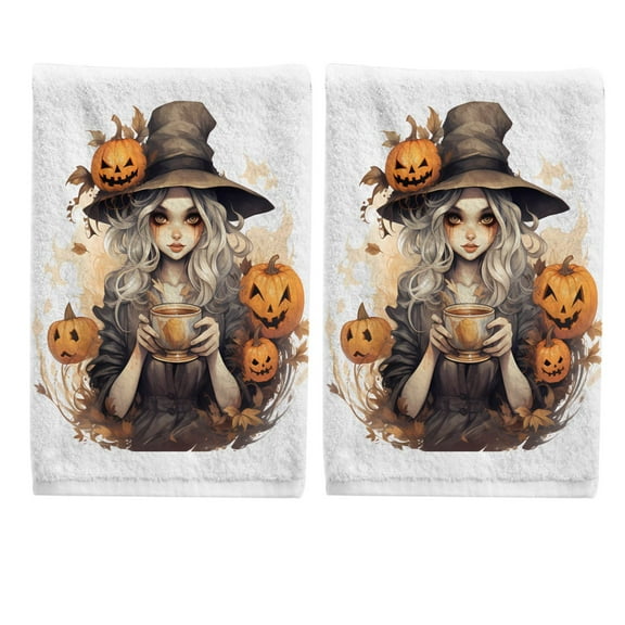 Ryvnso Halloween Pumpkins Hand Towels Set for Bathroom Cotton Face Towel Decorative 15.5x29.5 inch