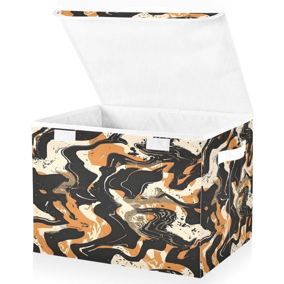 Ryvnso Hand Draw Abstract Graffiti Large Lidded Foldable Storage Baskets Cubes Boxes Lids Bin for Home