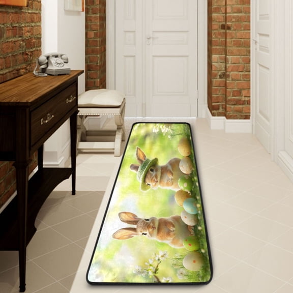 Ryvnso Happy Easter Bunny Hallway Runner Rugs Floor Carpet Non Slip Entryway Mat 2' x 6'