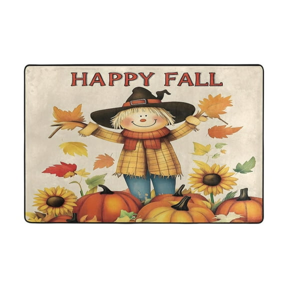 Ryvnso Happy Fall Leaf Area Floor Mats Large Nursery Rugs Non-Slip Carpets Doormat 36" x 24"