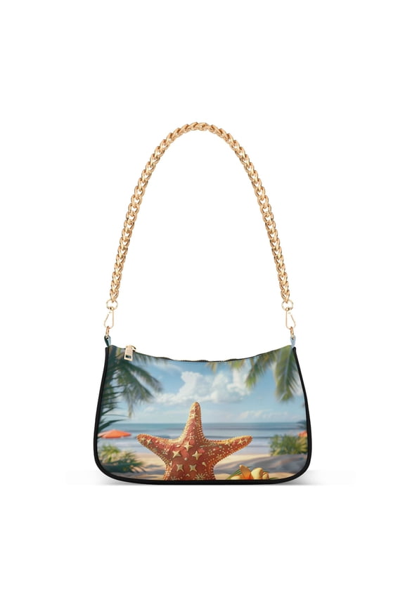 Hawaiian Star Fish Tropical Womens Chain Shoulder Bag Tote Handbags Clutch Hobo Purse with Zipper for Travel