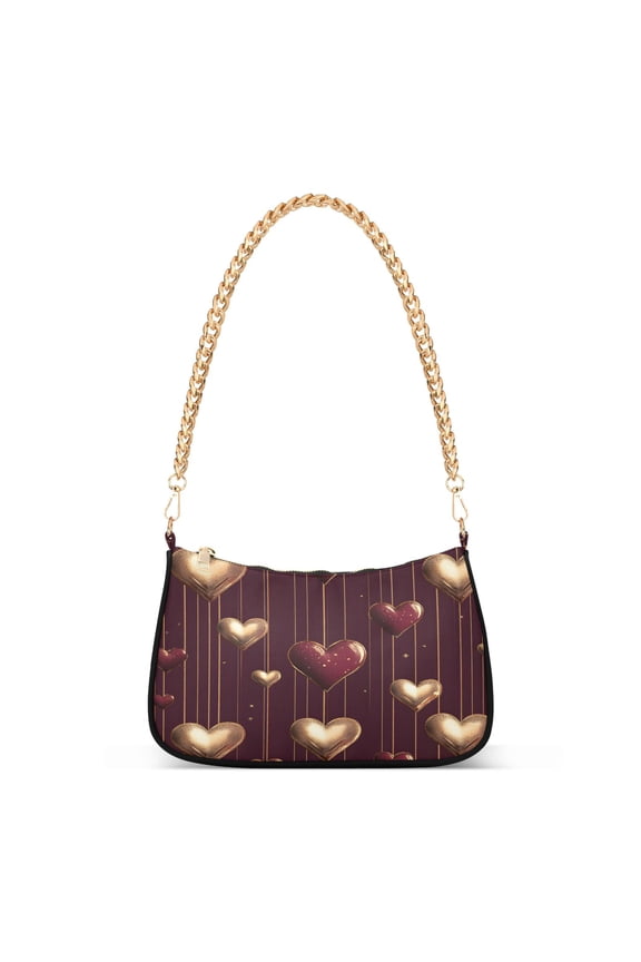 Heaart Valentine's Day Womens Chain Shoulder Bag Tote Handbags Clutch Hobo Purse with Zipper for Travel