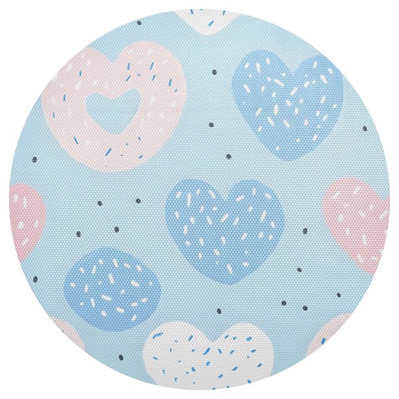Ryvnso Heart Donut Pattern Round Plate Mats Dining Table Placemat 1 Piece for Holiday Decoration