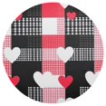 thumbnail image 1 of Ryvnso Heart on Checkered Grid Pattern Round Plate Mats Dining Table Placemat 1 Piece for Holiday Decoration, 1 of 7