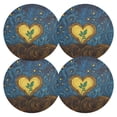 thumbnail image 1 of Ryvnso Heart with Boho Pattern Round Plate Mats Dining Table Placemat Set of 4 for Holiday Decoration, 1 of 7