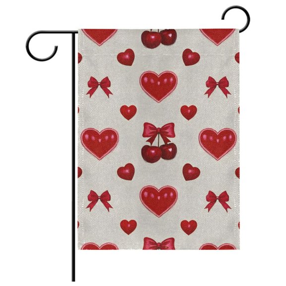 Ryvnso Hearts Cherry Garden Flag 28x40 Inch Double Sided Seasonal Yard Decoration
