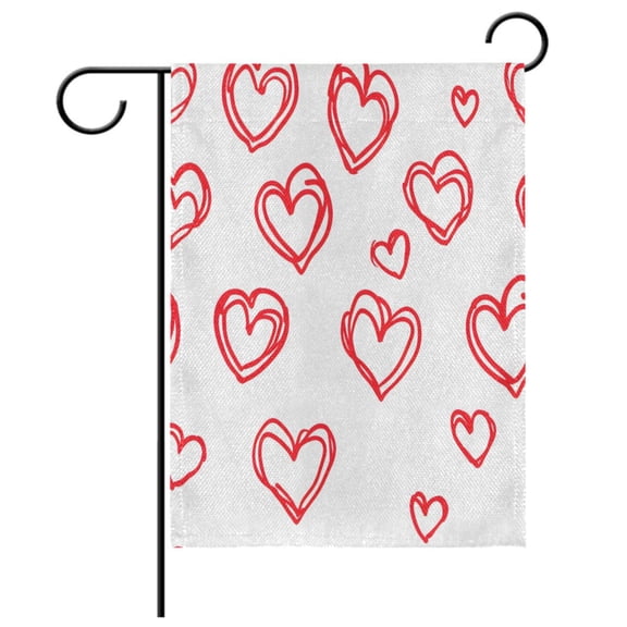 Ryvnso Hearts Love Pattern Garden Flag 12x18 Inch Double Sided Seasonal Yard Decoration