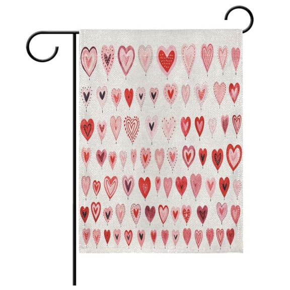 Ryvnso Hearts Print Garden Flag 12x18 Inch Double Sided Seasonal Yard Decoration
