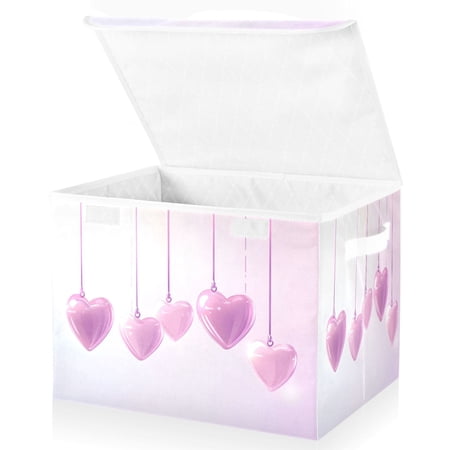 Ryvnso Hearts-a1 Large Lidded Foldable Storage Baskets Cubes Boxes Lids Bin for Home