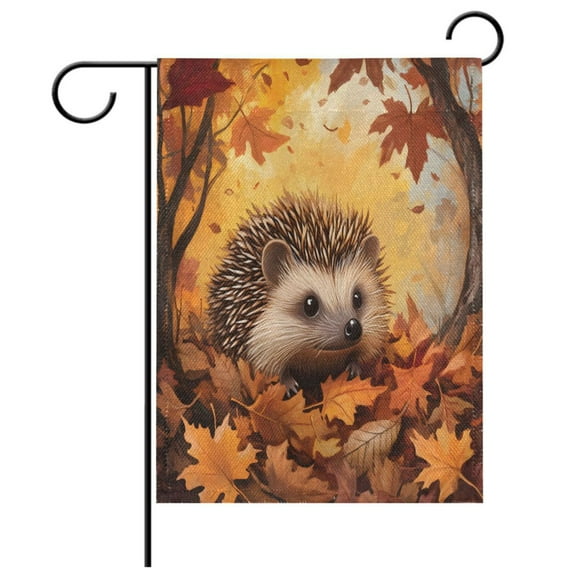 Ryvnso Hedgehog Autumn Garden Flag 12x18 Inch Double Sided Seasonal Yard Decoration