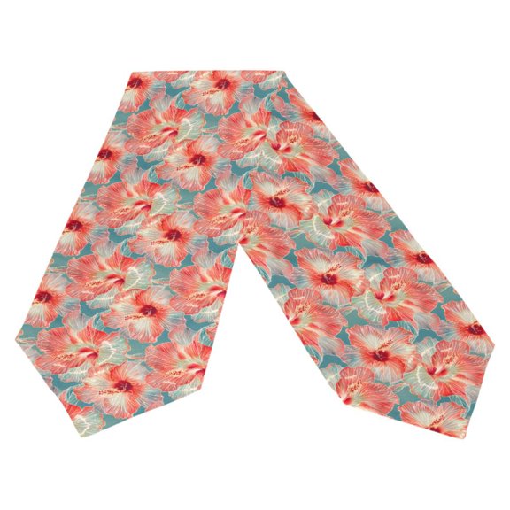 Ryvnso Hibiscus Flowers Summer Table Runner Tablecloth Home Decoration 13 x 90 inches