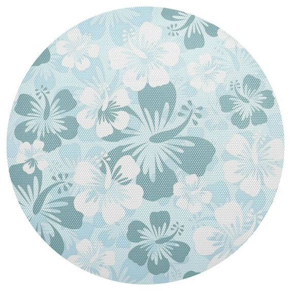 Ryvnso Hibiscus with Blue and White Round Plate Mats Dining Table Placemat 1 Piece for Holiday Decoration