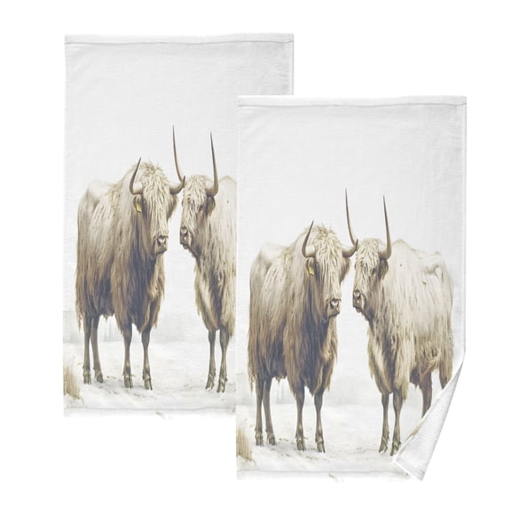 Ryvnso Highland Cattle Cotton Hand Towels Sets Face Towel 2 PCs Bathroom Decorative