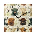 thumbnail image 1 of Ryvnso Highland Cattles Wall Clock Square Silent Non-Ticking Battery Operated 7.78", 1 of 7