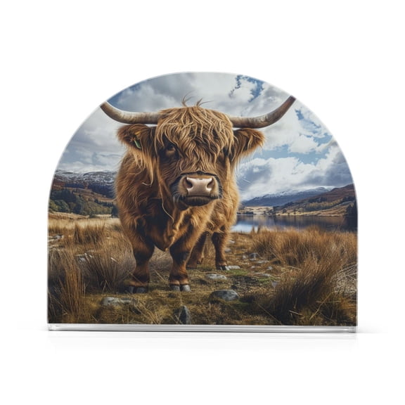Ryvnso Highland Cow Acrylic Napkin Holder Table Kitchen Paper Tissue Organization