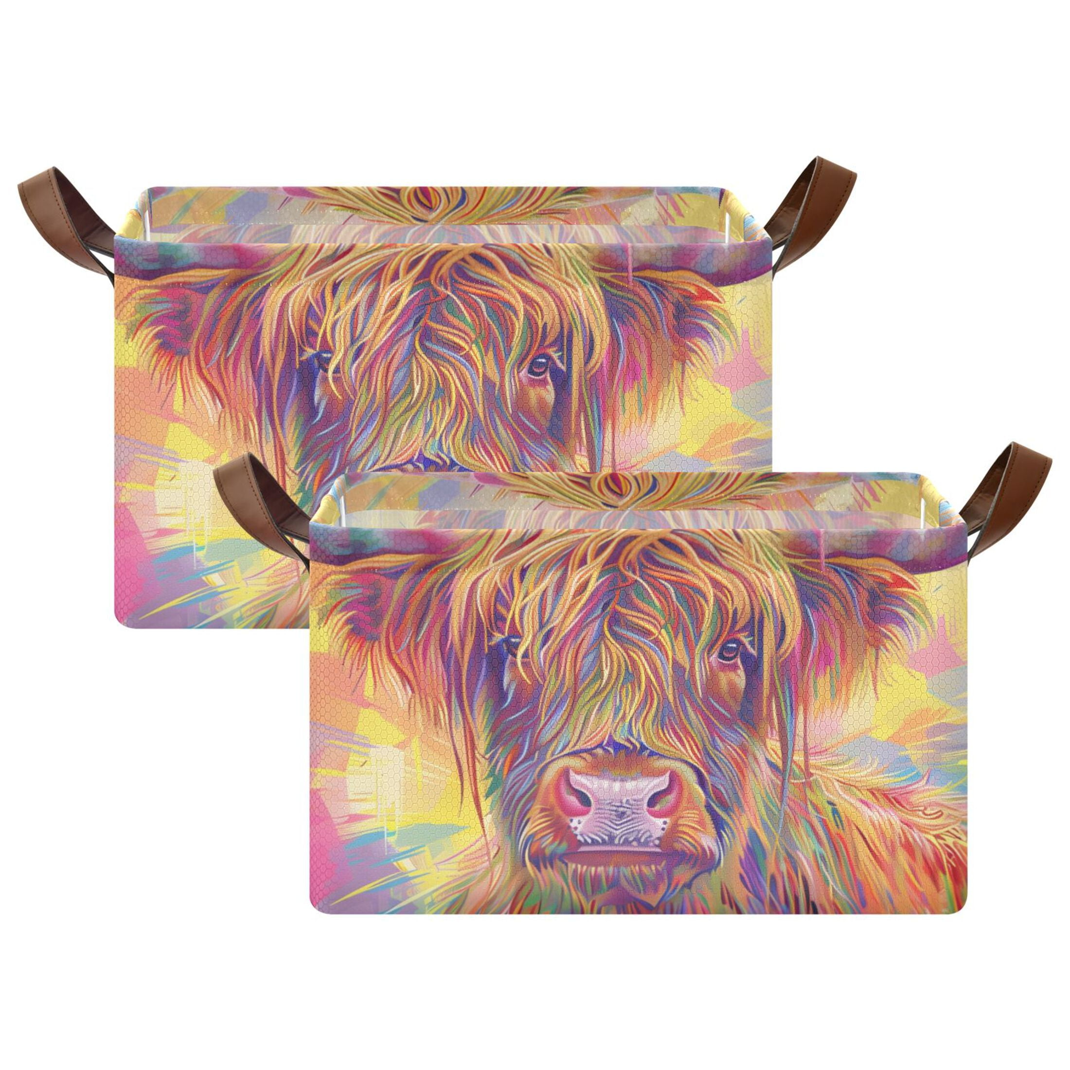 Ryvnso Highland Cow Storage Bins Large Basket Foldable Cube Toys ...