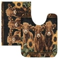 thumbnail image 1 of Ryvnso Highland Cow Sunflower Bathroom Shaggy Rugs Toilet Mat Soft Contour Rug, 1 of 9