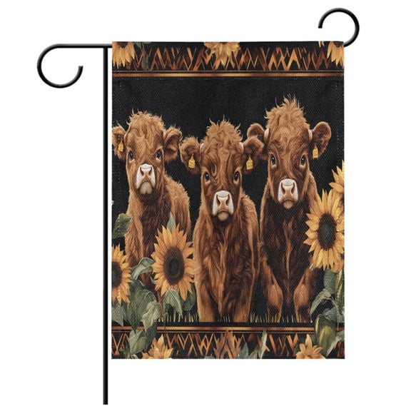 Ryvnso Highland Cow Sunflower Garden Flag 12x18 Inch Double Sided Seasonal Yard Decoration