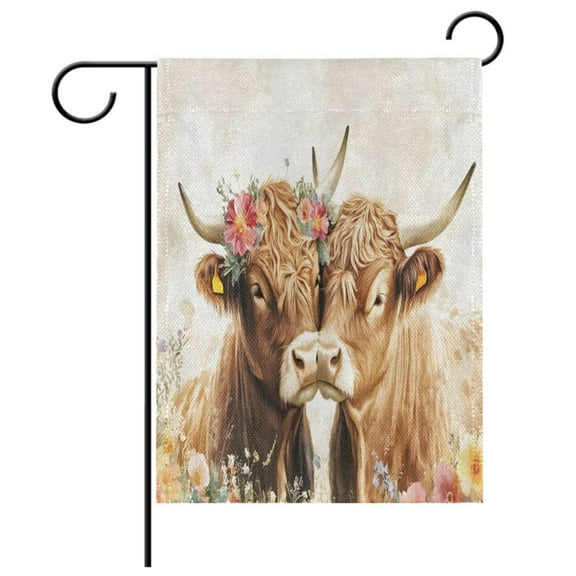 Ryvnso Highland Cows Garden Flag 12x18 Inch Double Sided Seasonal Yard Decoration