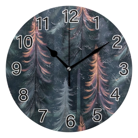 Ryvnso Holographic Forest Pattern Wall Clock Non Ticking Silent Kitchen Clock Battery Operated Clocks 10 inch