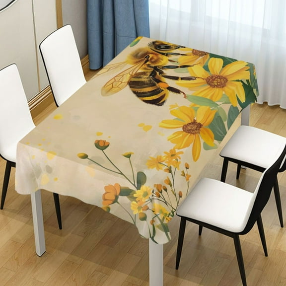 Ryvnso Honey Bee and Sunflower Rectangle Table Cloth Tablecover Dinning Tablecloth 60"x120"