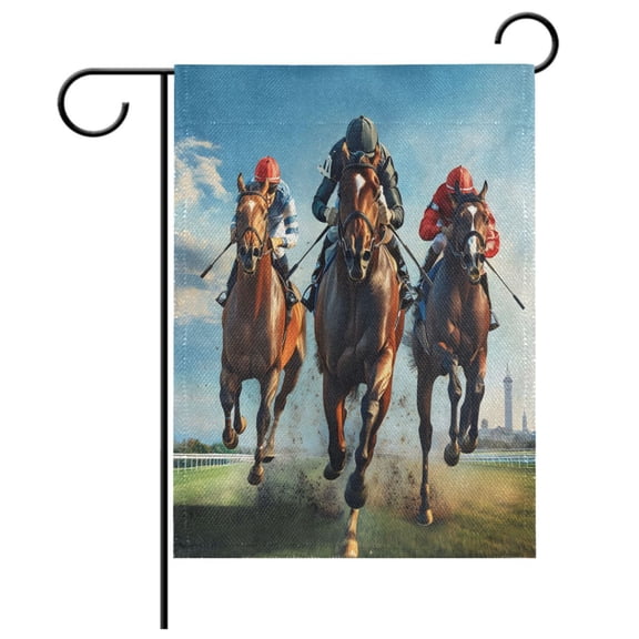 Ryvnso Horse Racing Pattern Garden Flag 12x18 Inch Double Sided Seasonal Yard Decoration