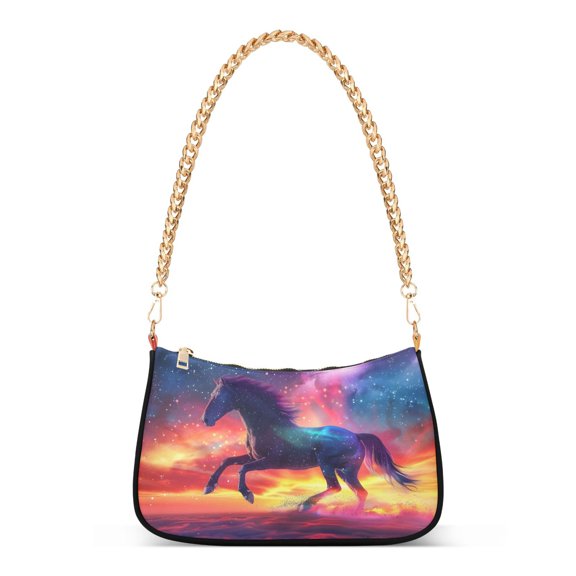 Ryvnso Horse Roars in Sky Womens Chain Shoulder Bag Tote Handbags Clutch Hobo Purse with Zipper for Travel