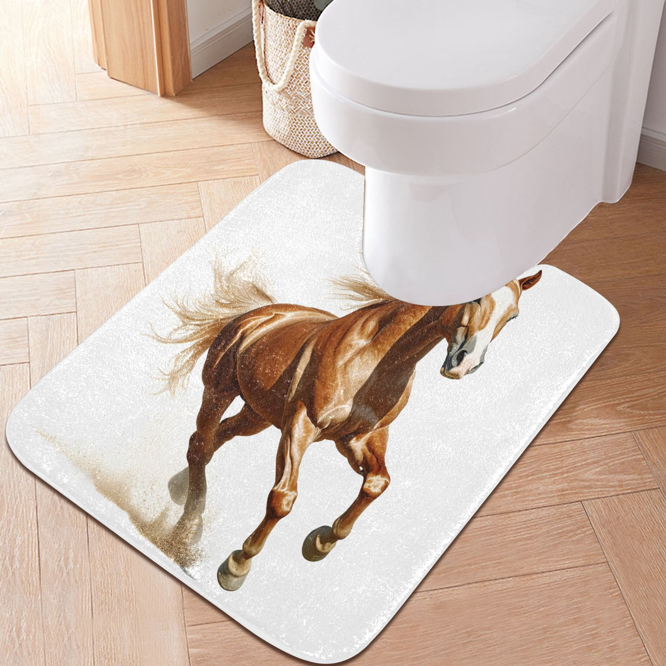 Ryvnso Horse Running Bathroom Shaggy Rugs Toilet U Shape Mat Soft ...