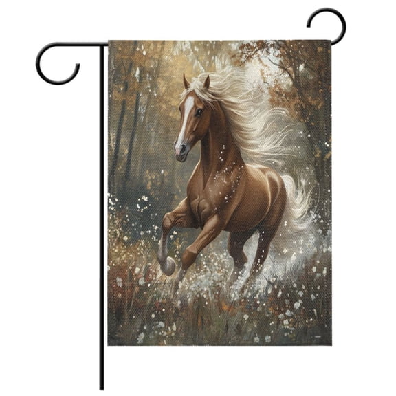 Ryvnso Horse Running Pattern Garden Flag 12x18 Inch Double Sided Seasonal Yard Decoration