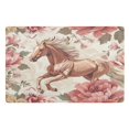 Ryvnso Horse in Flowers Door Mats Outdoor Indoor Entrance Low Profile