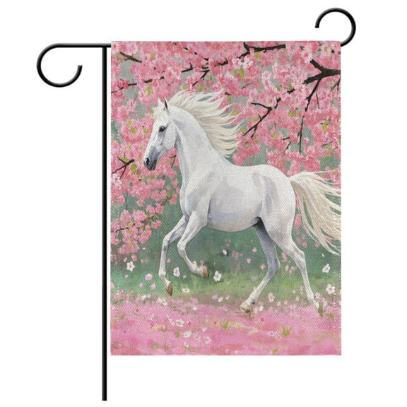 Ryvnso Horse in Peach Forest Garden Flag 12x18 Inch Double Sided Seasonal Yard Decoration