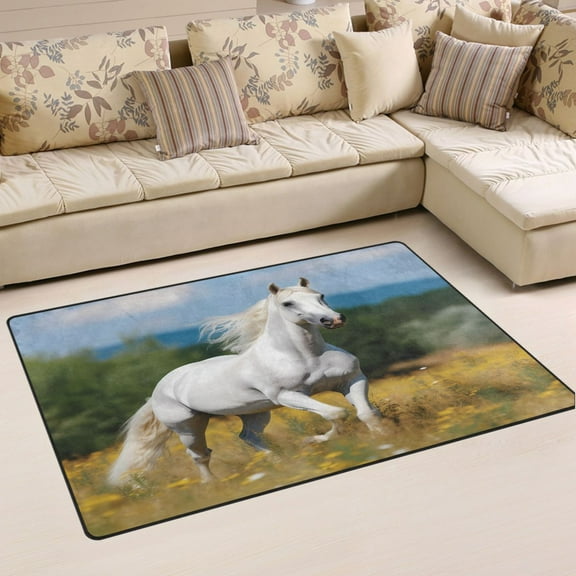 Ryvnso Horse on Grassland Area Floor Mat Non-Slip Carpet Soft Rugs Doormats 31" x 20"