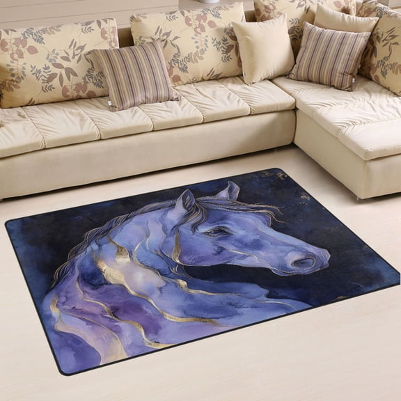 Ryvnso Horse with Marble Area Floor Mat Non-Slip Carpet Soft Rugs Doormats 31" x 20"