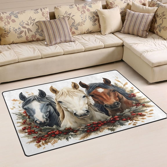 Ryvnso Horses Area Floor Mat Non-Slip Carpet Soft Rugs Doormats 31" x 20"