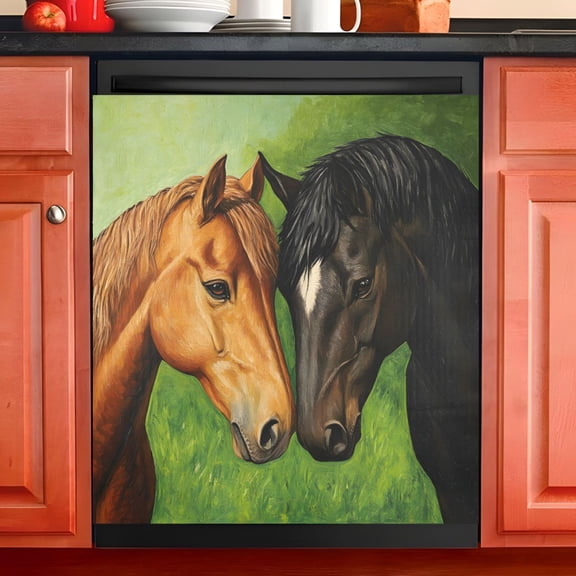 Ryvnso Horses Dishwasher Magnetic Refrigerator Magnet Cover Kitchen Home Decorative 23"x26"